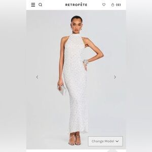 Retrofete White Sequin Gown